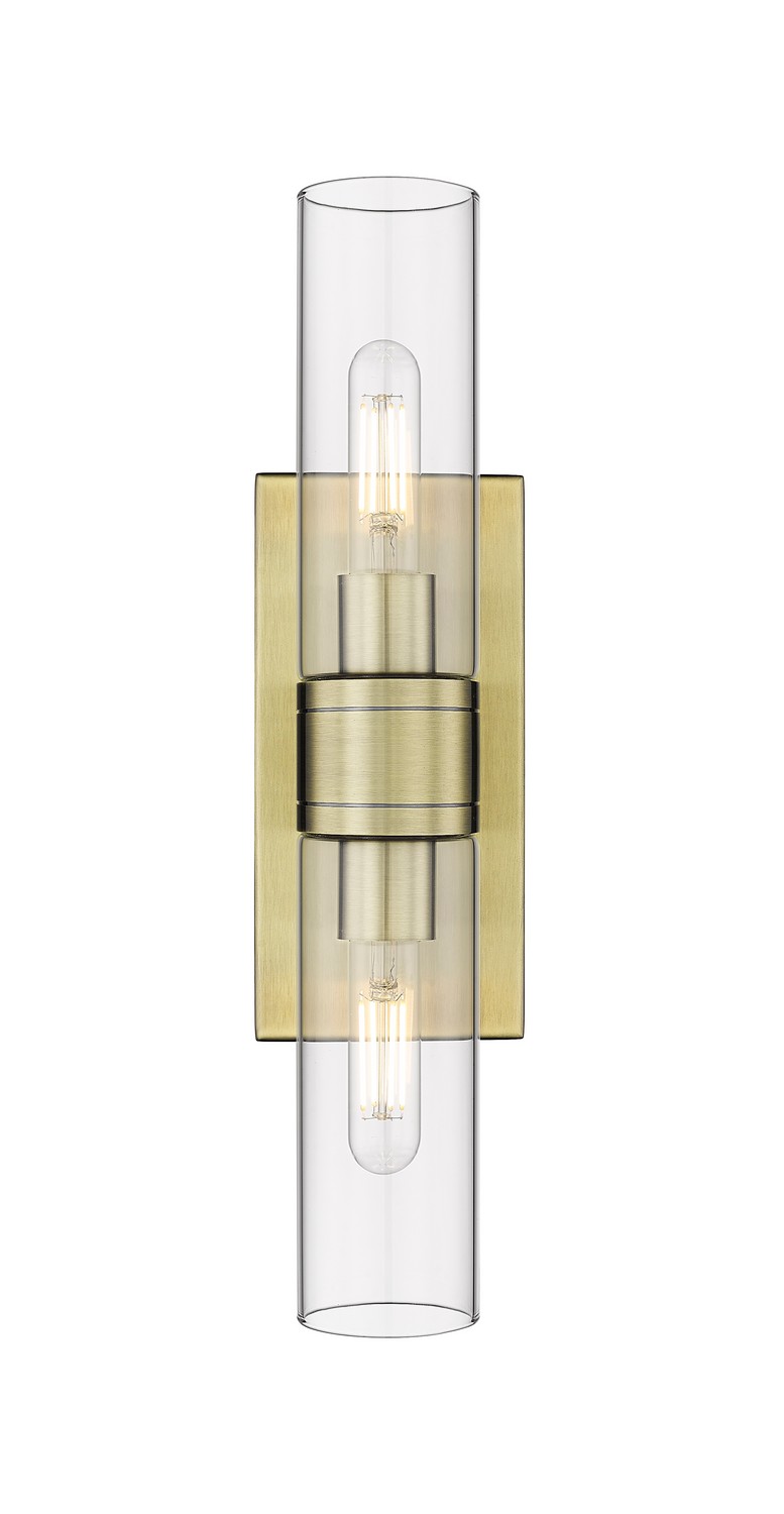 Two Light Bath Vanity by Innovations - Downtown Urban Collection, Antique Brass Finish - 617-2W-AB-G617-8CL