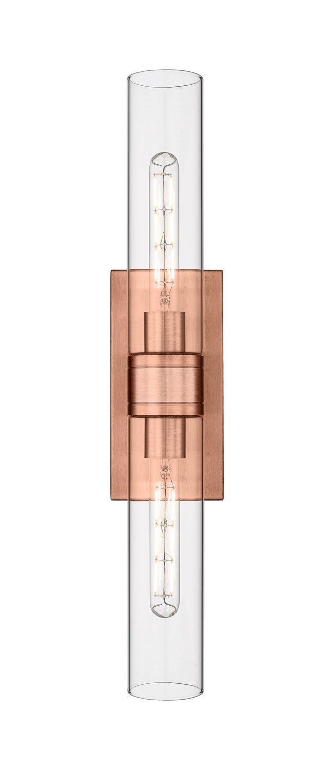 Two Light Bath Vanity by Innovations - Downtown Urban Collection, Antique Copper Finish - 617-2W-AC-G617-11CL