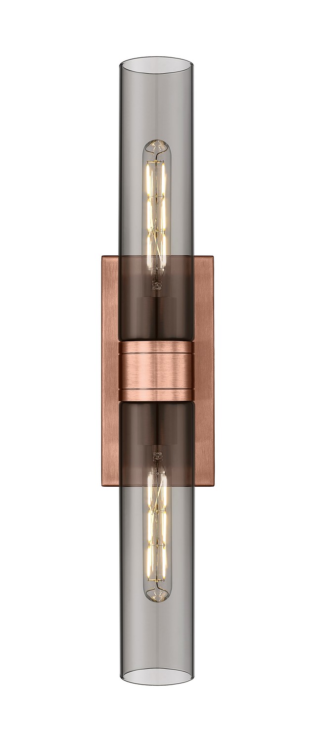 Two Light Bath Vanity by Innovations - Downtown Urban Collection, Antique Copper Finish - 617-2W-AC-G617-11SM