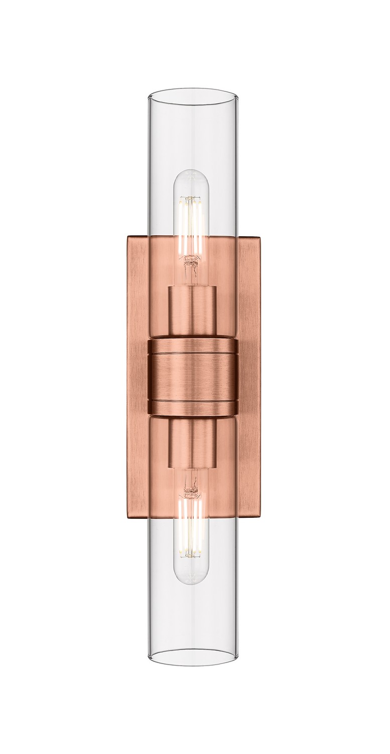 Two Light Bath Vanity by Innovations - Downtown Urban Collection, Antique Copper Finish - 617-2W-AC-G617-8CL