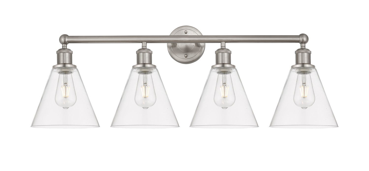 Four Light Bath Vanity by Innovations - Edison Collection, Satin Nickel Finish - 616-4W-SN-GBC-82