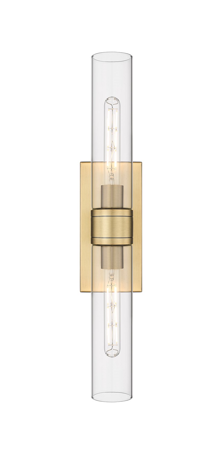 Two Light Bath Vanity by Innovations - Downtown Urban Collection, Brushed Brass Finish - 617-2W-BB-G617-11CL