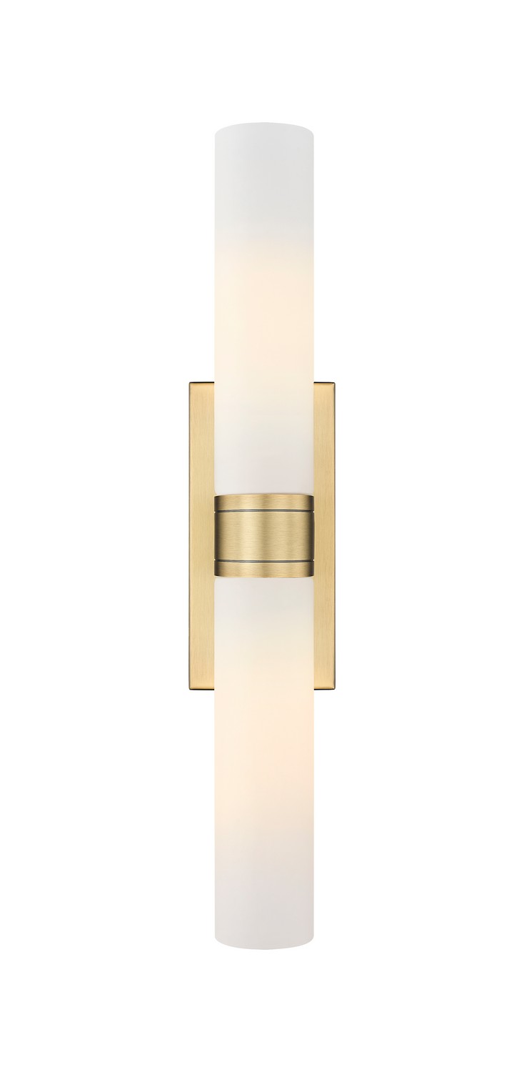 Two Light Bath Vanity by Innovations - Downtown Urban Collection, Brushed Brass Finish - 617-2W-BB-G617-11WH