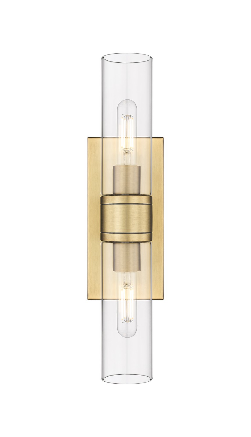 Two Light Bath Vanity by Innovations - Downtown Urban Collection, Brushed Brass Finish - 617-2W-BB-G617-8CL