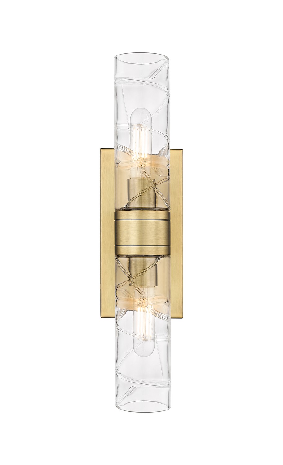 Two Light Bath Vanity by Innovations - Downtown Urban Collection, Brushed Brass Finish - 617-2W-BB-G617-8DE
