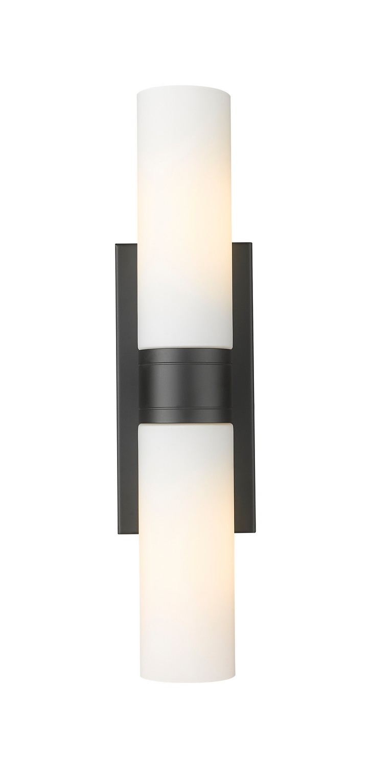 Two Light Bath Vanity by Innovations - Downtown Urban Collection, Matte Black Finish - 617-2W-BK-G617-8WH