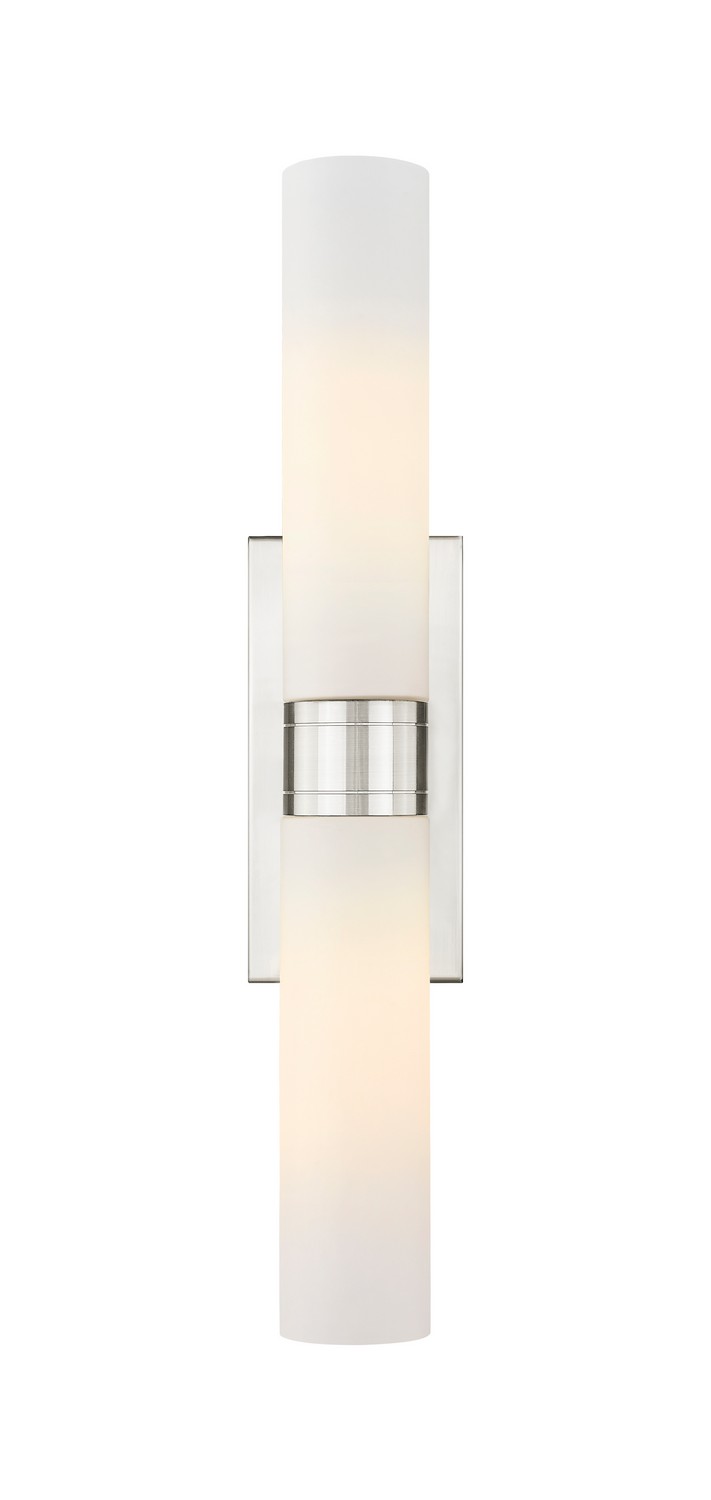 Two Light Bath Vanity by Innovations - Downtown Urban Collection, Satin Nickel Finish - 617-2W-SN-G617-11WH