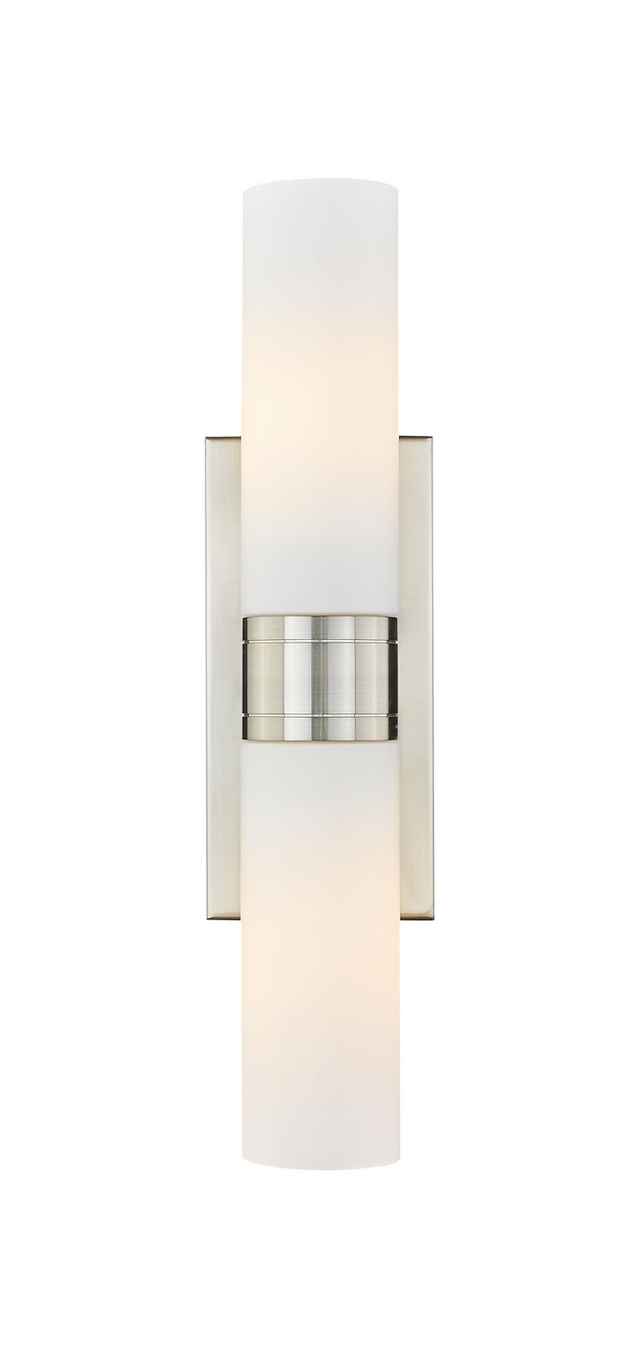 Two Light Bath Vanity by Innovations - Downtown Urban Collection, Satin Nickel Finish - 617-2W-SN-G617-8WH