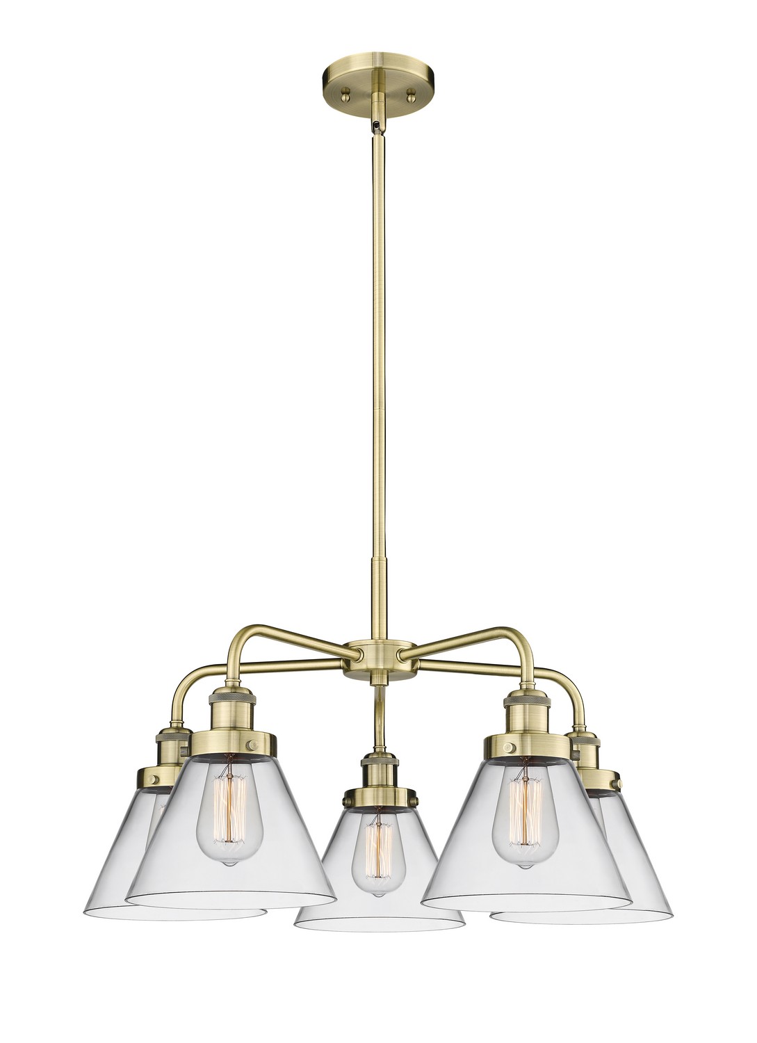 Five Light Chandelier by Innovations - Ballston Urban Collection, Antique Brass Finish - 916-5CR-AB-G42