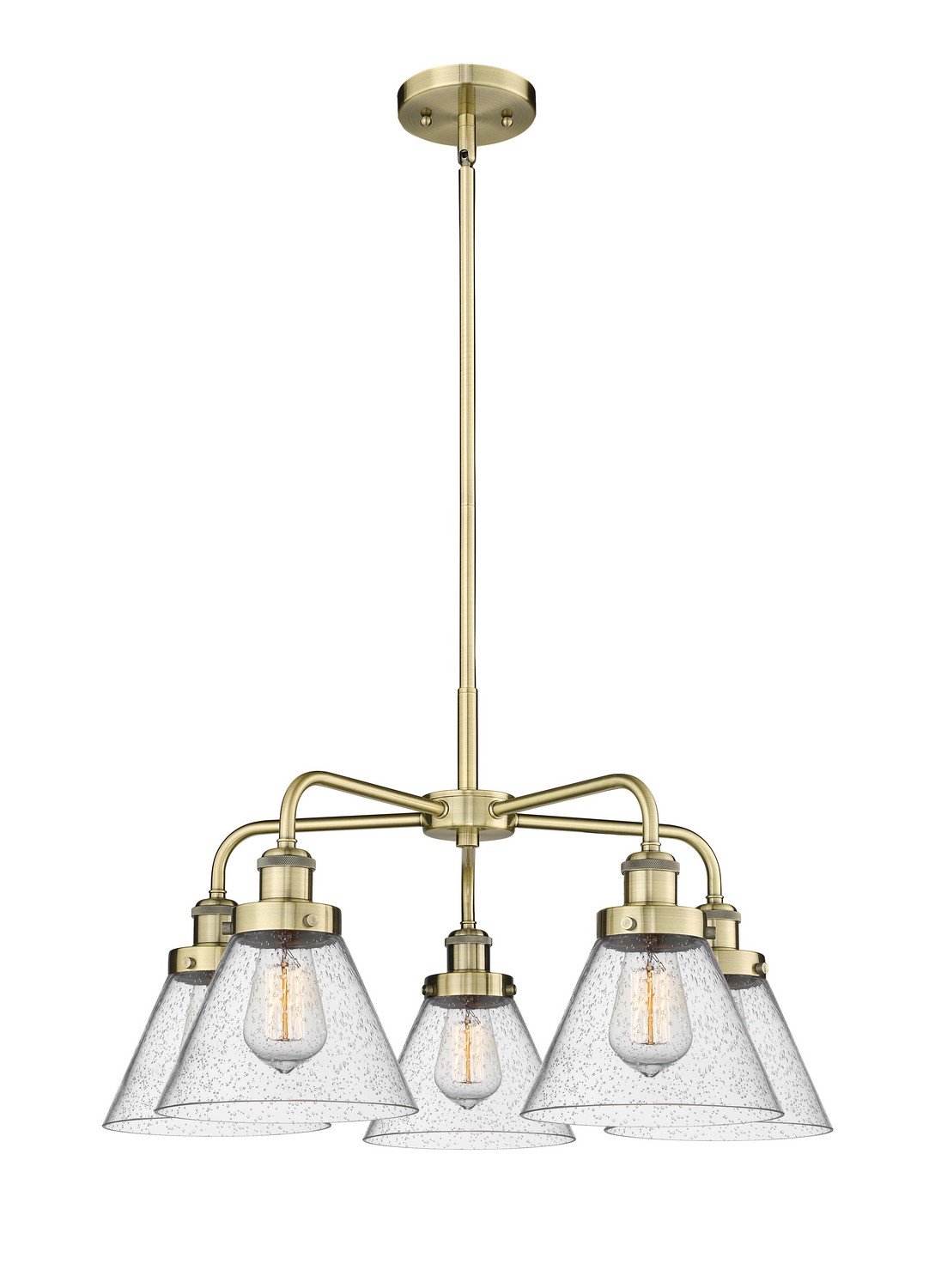Five Light Chandelier by Innovations - Ballston Urban Collection, Antique Brass Finish - 916-5CR-AB-G44