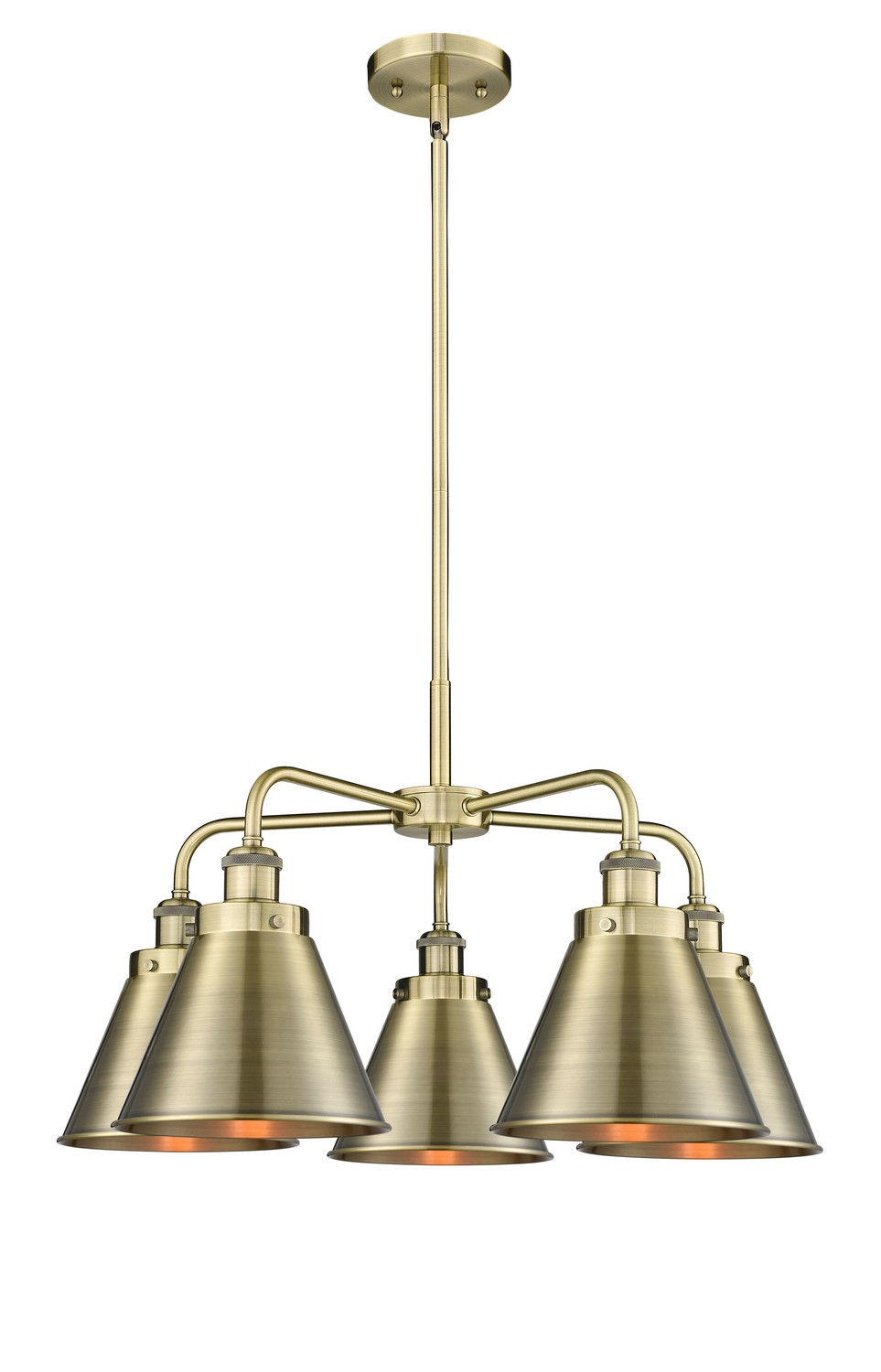 Five Light Chandelier by Innovations - Ballston Urban Collection, Antique Brass Finish - 916-5CR-AB-M13-AB