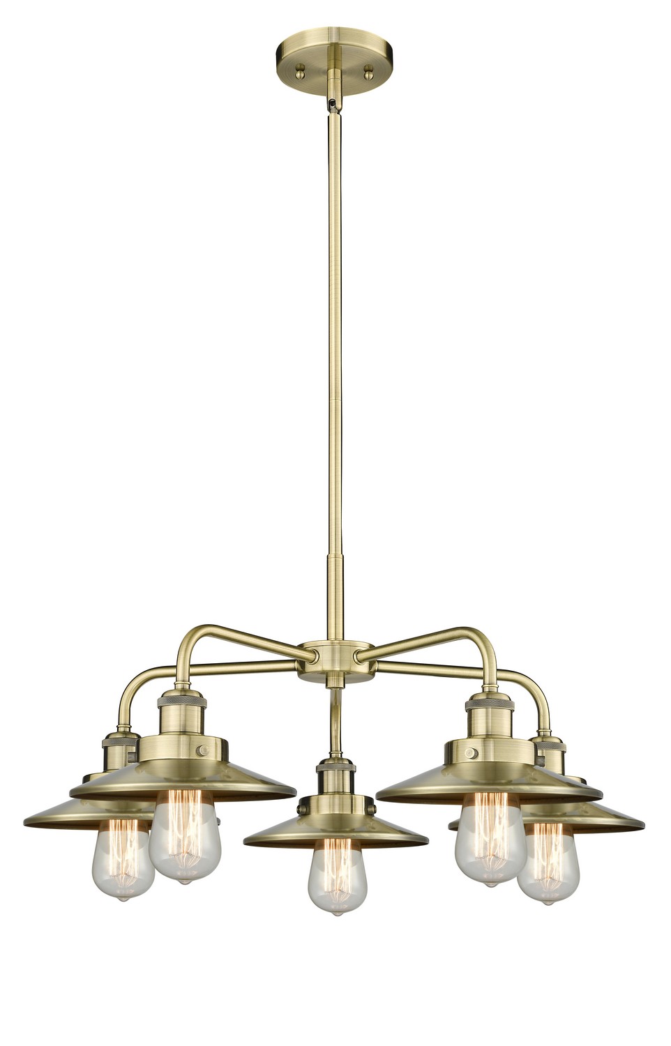 Five Light Chandelier by Innovations - Ballston Urban Collection, Antique Brass Finish - 916-5CR-AB-M4-AB