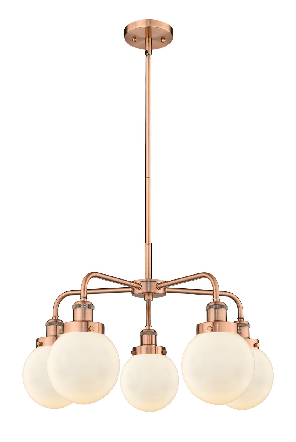 Five Light Chandelier by Innovations - Ballston Urban Collection, Antique Copper Finish - 916-5CR-AC-G201-6