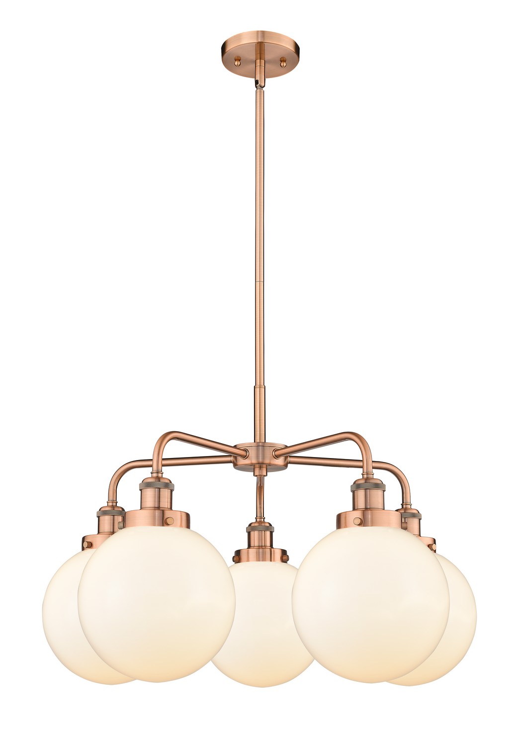 Five Light Chandelier by Innovations - Ballston Urban Collection, Antique Copper Finish - 916-5CR-AC-G201-8