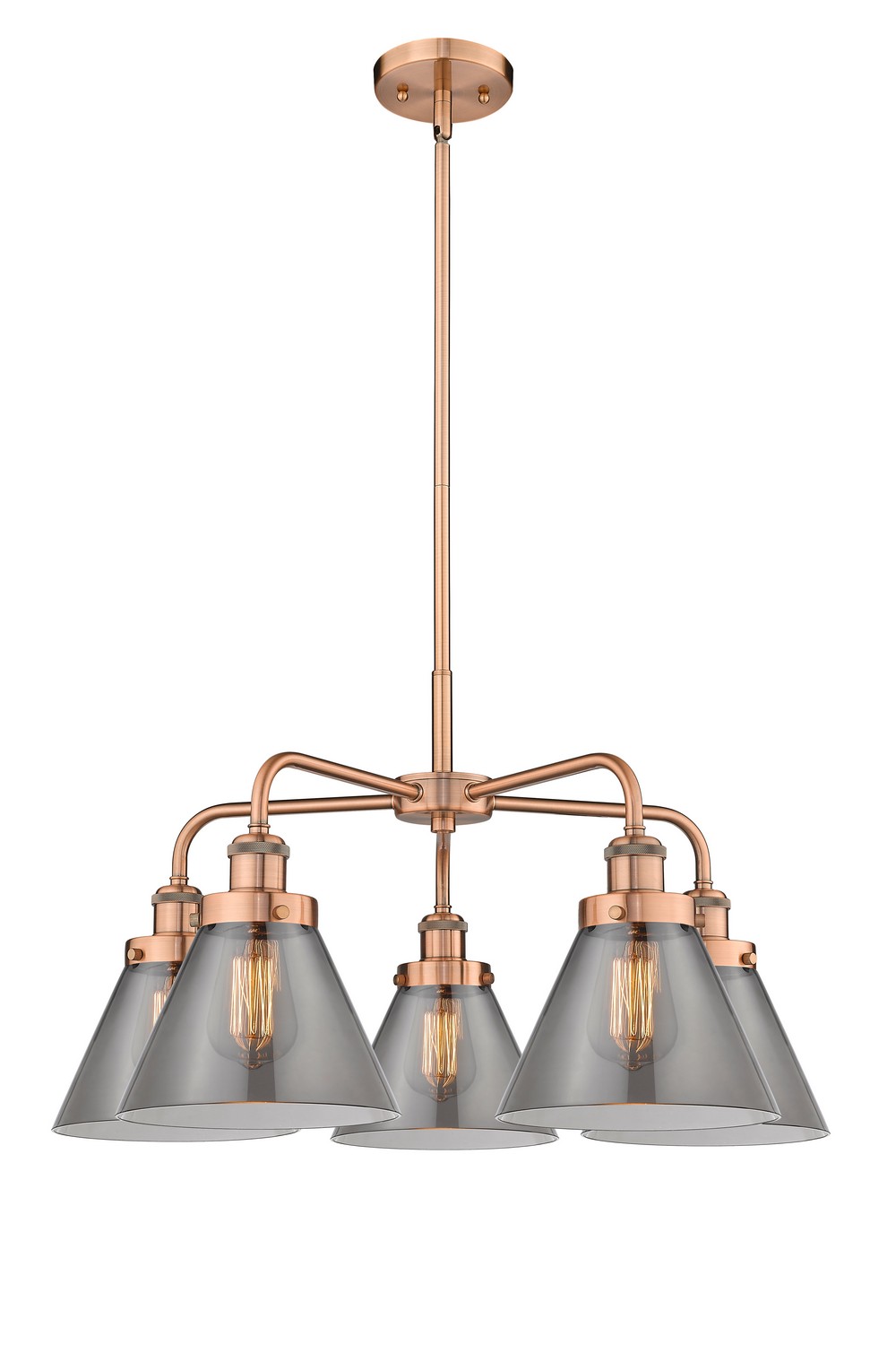 Five Light Chandelier by Innovations - Ballston Urban Collection, Antique Copper Finish - 916-5CR-AC-G43