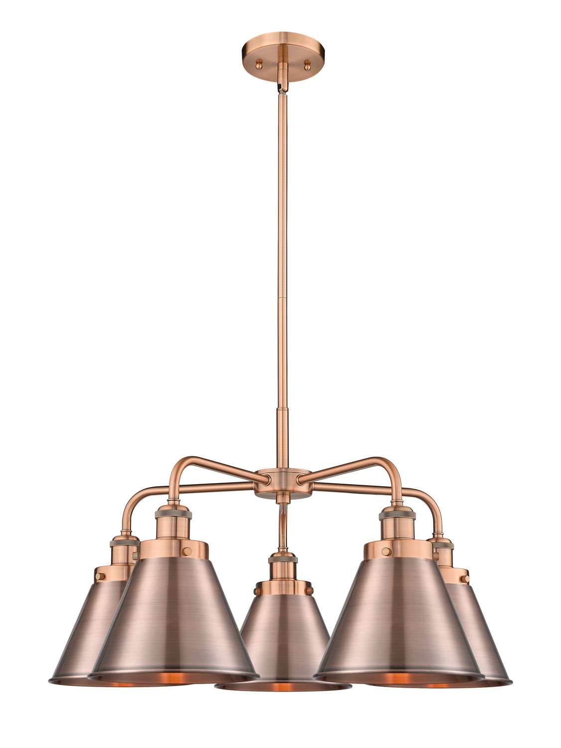 Five Light Chandelier by Innovations - Ballston Urban Collection, Antique Copper Finish - 916-5CR-AC-M13-AC