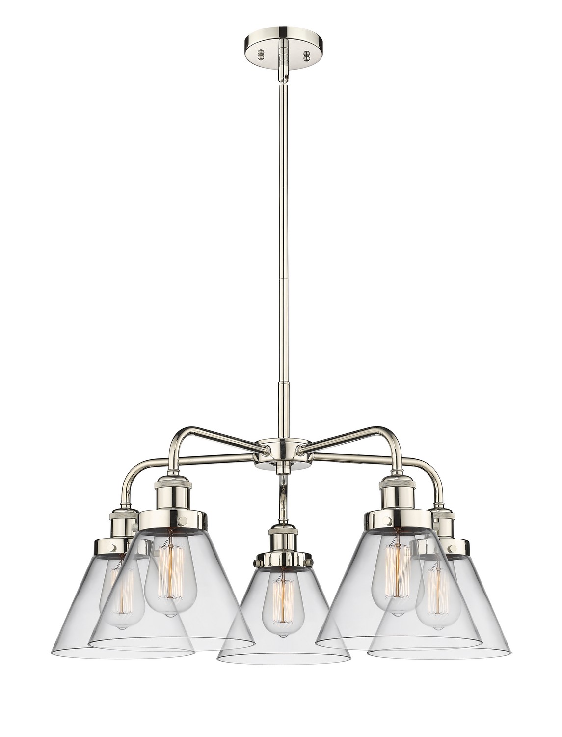 Five Light Chandelier by Innovations - Ballston Urban Collection, Polished Nickel Finish - 916-5CR-PN-G42