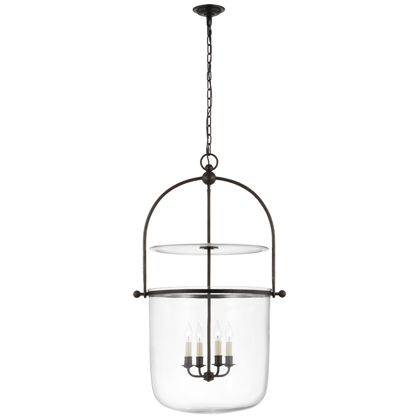 Visual Comfort Signature Lorford Four Light Lantern in Aged Iron - CHC 2271AI-CG