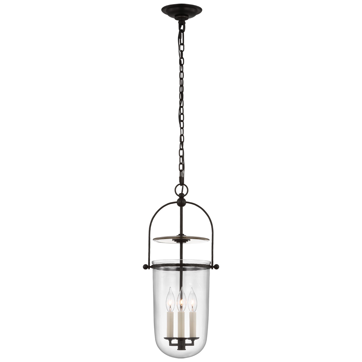 Visual Comfort Signature Lorford Three Light Lantern in Aged Iron - CHC 2298AI-CG