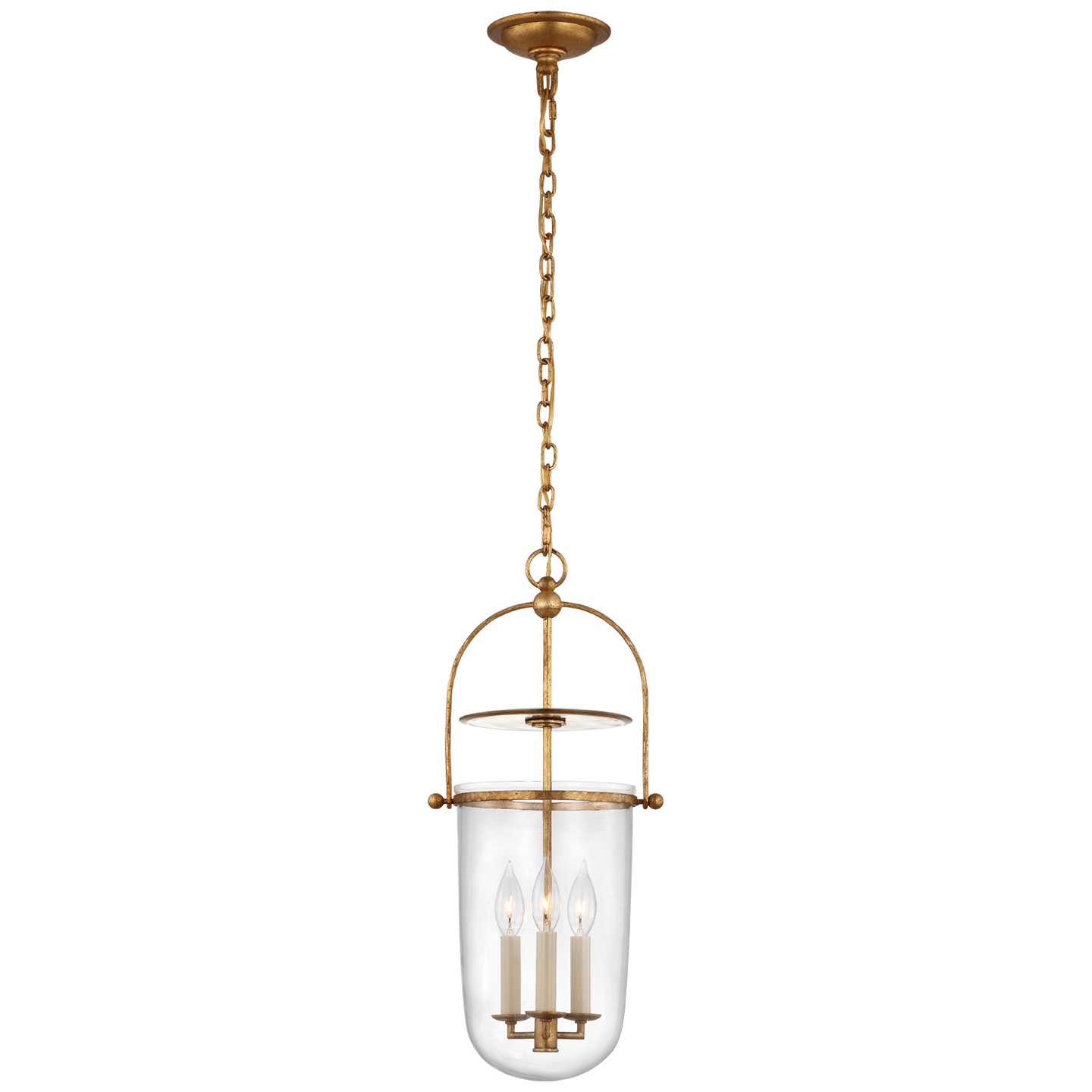 Visual Comfort Signature Lorford Three Light Lantern in Gilded Iron - CHC 2298GI-CG