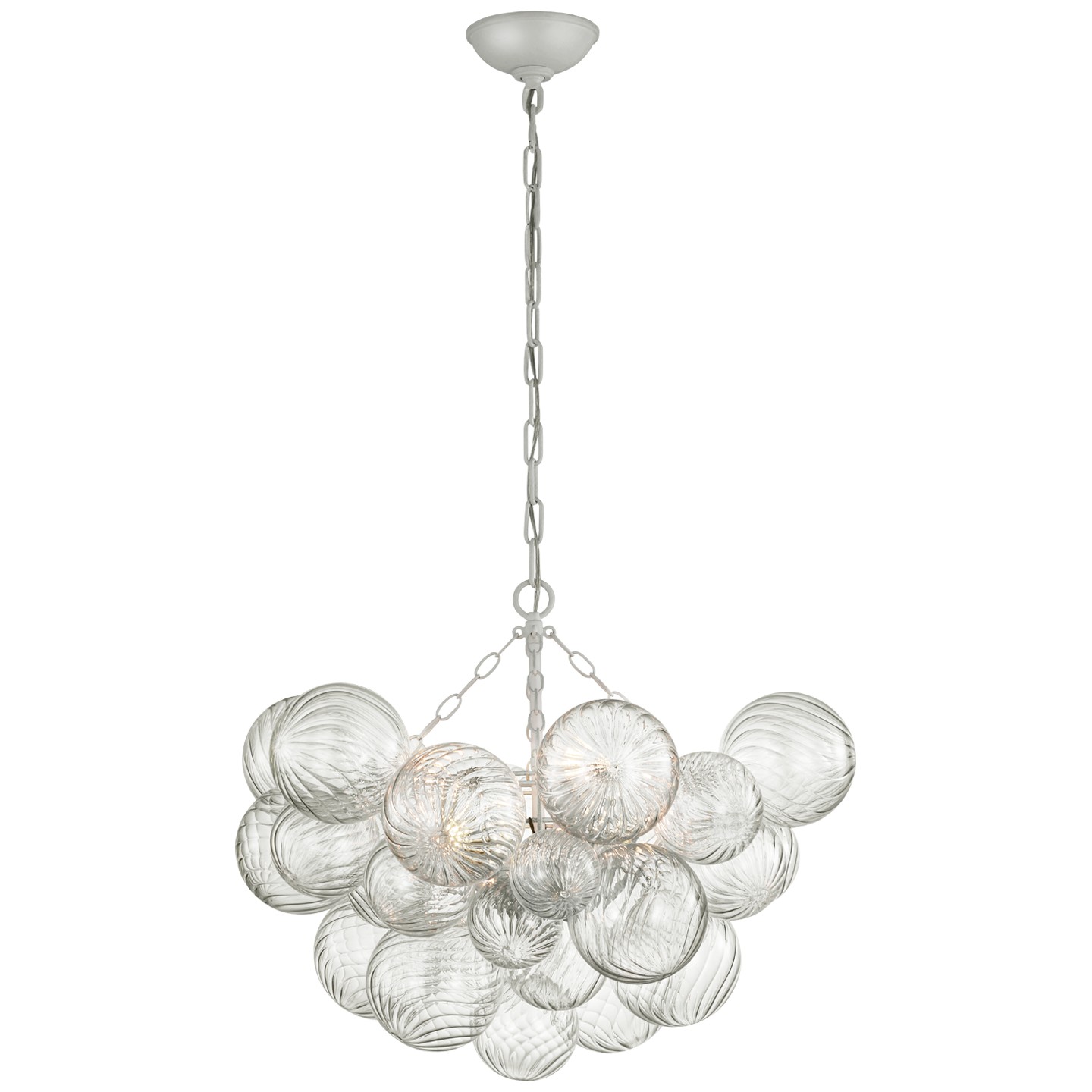 Visual Comfort Signature Talia LED Chandelier in Plaster White and Clear Swirled Glass - JN 5111PW/CG
