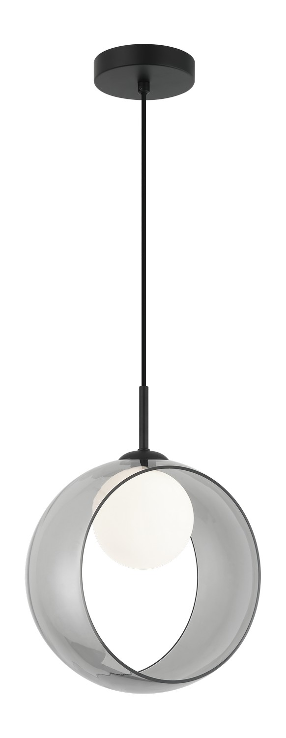 Matteo Lighting C60611BKSM Delcia LED 5.13 inch Black Pendant Ceiling Light in Black and Smoke