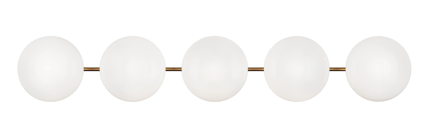 Matteo Lighting S05105AGOP Pearlesque 5 Light 37.88 inch Aged Gold Brass Wall Sconce Wall Light in Aged Gold Brass and Opal Glass