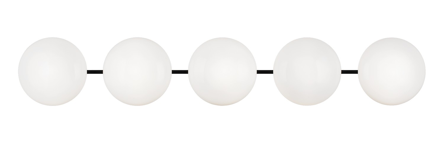 Matteo Lighting S05105MBOP Pearlesque 5 Light 37.88 inch Matte Black Wall Sconce Wall Light in Matte Black and Opal Glass
