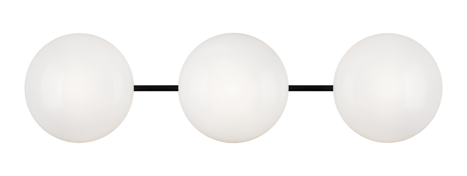 Matteo Lighting S05103MBOP Pearlesque 3 Light 24 inch Matte Black Wall Sconce Wall Light in Matte Black and Opal Glass
