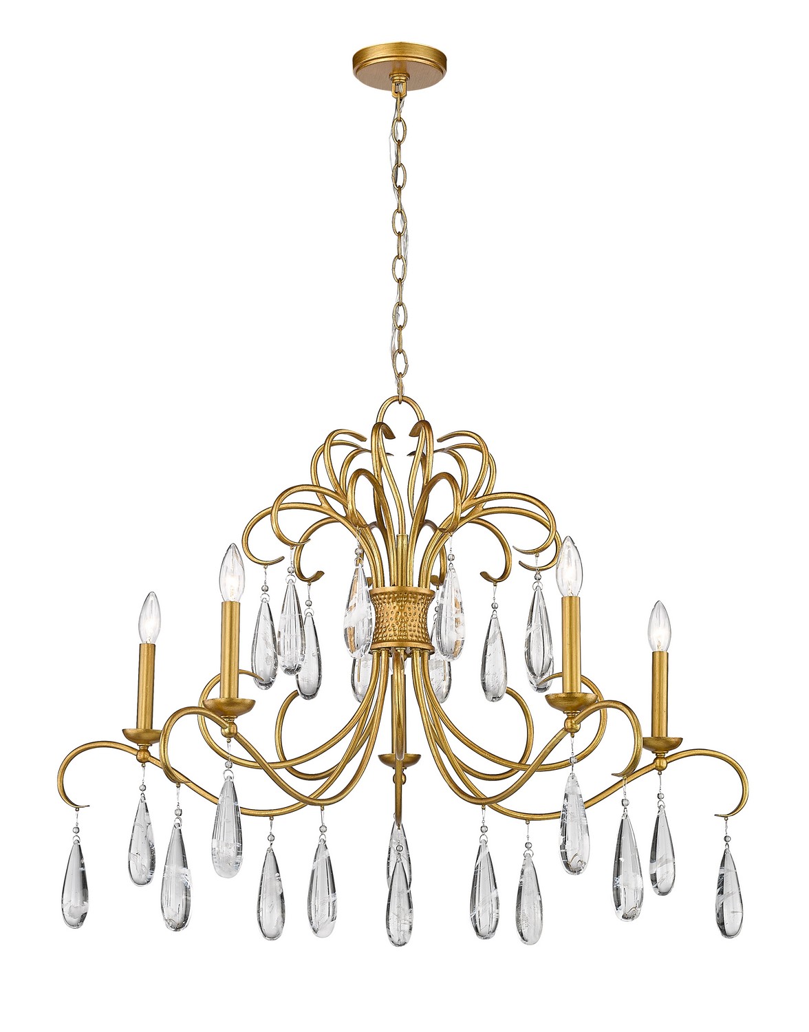 Five Light Chandelier by Z-Lite - Amara Collection, Gilded Gold Finish - 3039-38GG