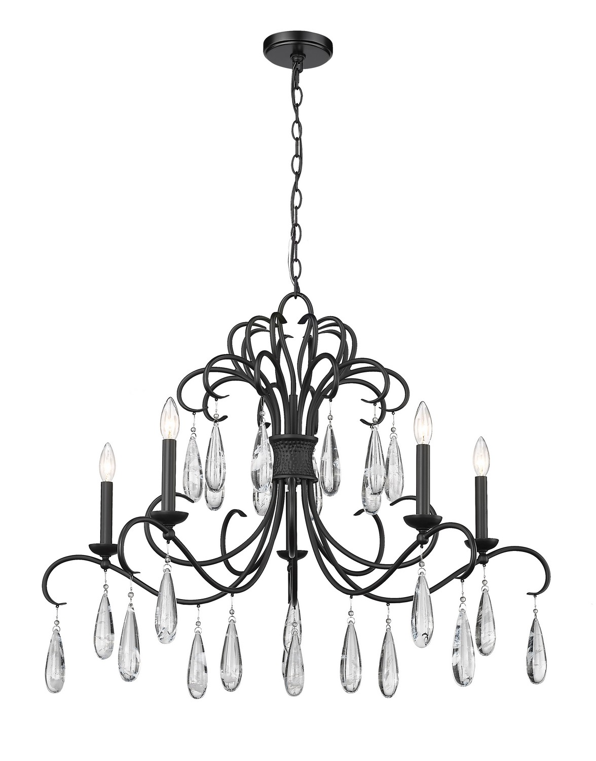Five Light Chandelier by Z-Lite - Amara Collection, Matte Black Finish - 3039-38MB