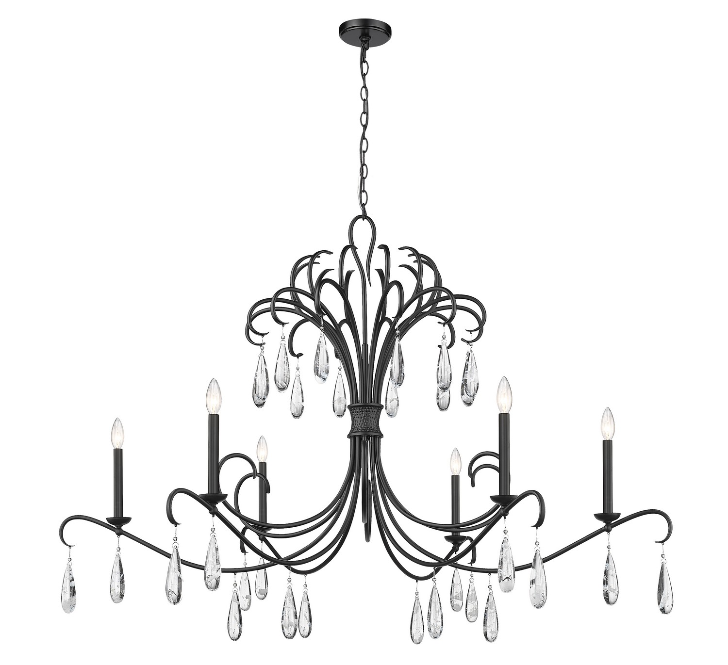 Six Light Chandelier by Z-Lite - Amara Collection, Matte Black Finish - 3039-59MB