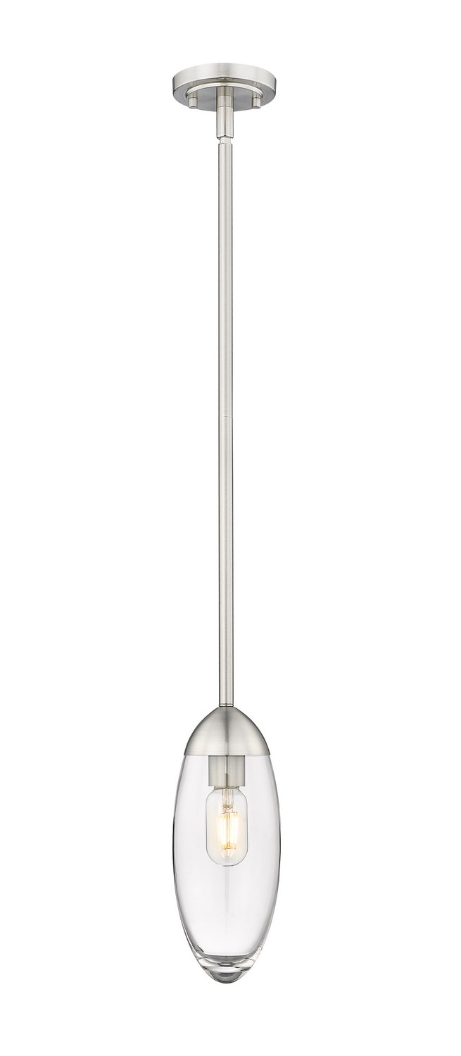 One Light Pendant by Z-Lite - Arden Collection, Brushed Nickel Finish - 651P-ROD-BN