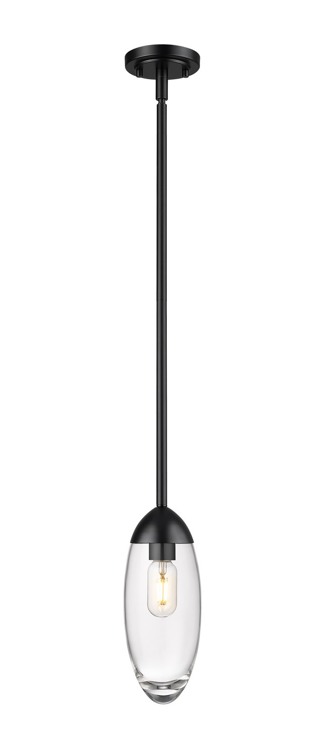 One Light Pendant by Z-Lite - Arden Collection, Matte Black Finish - 651P-ROD-MB