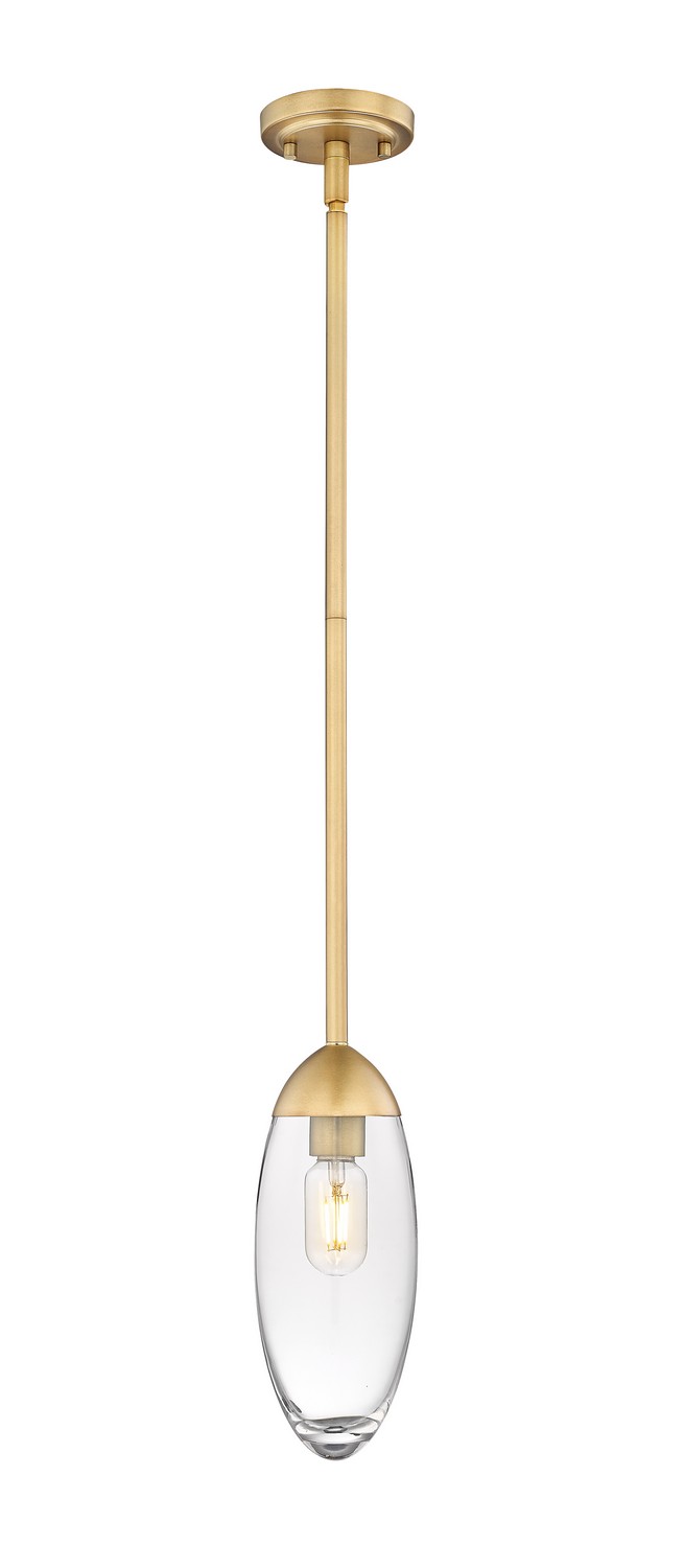 One Light Pendant by Z-Lite - Arden Collection, Rubbed Brass Finish - 651P-ROD-RB