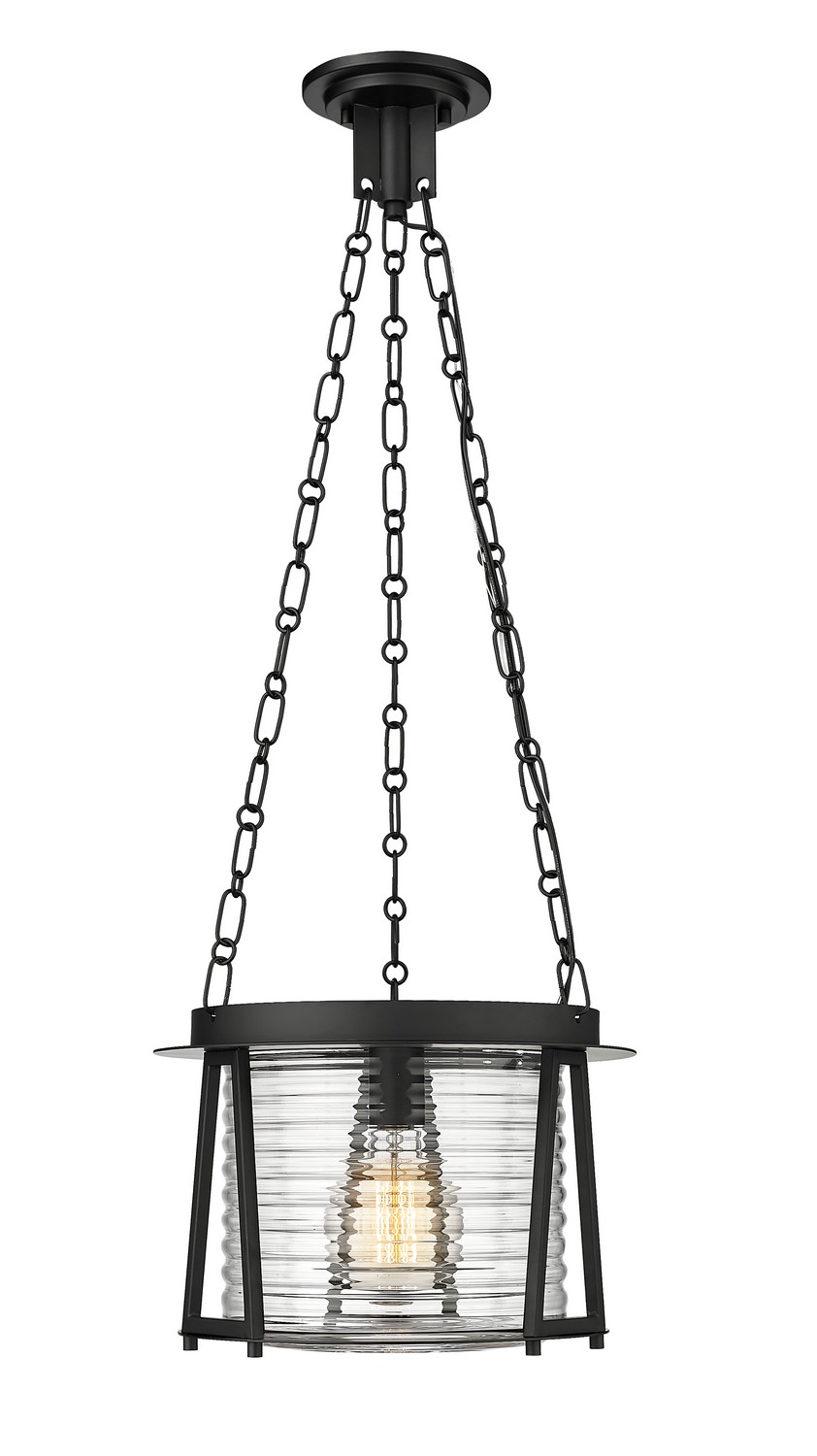 One Light Pendant by Z-Lite - Cape Harbor Collection, Matte Black Finish - 7503P13-MB