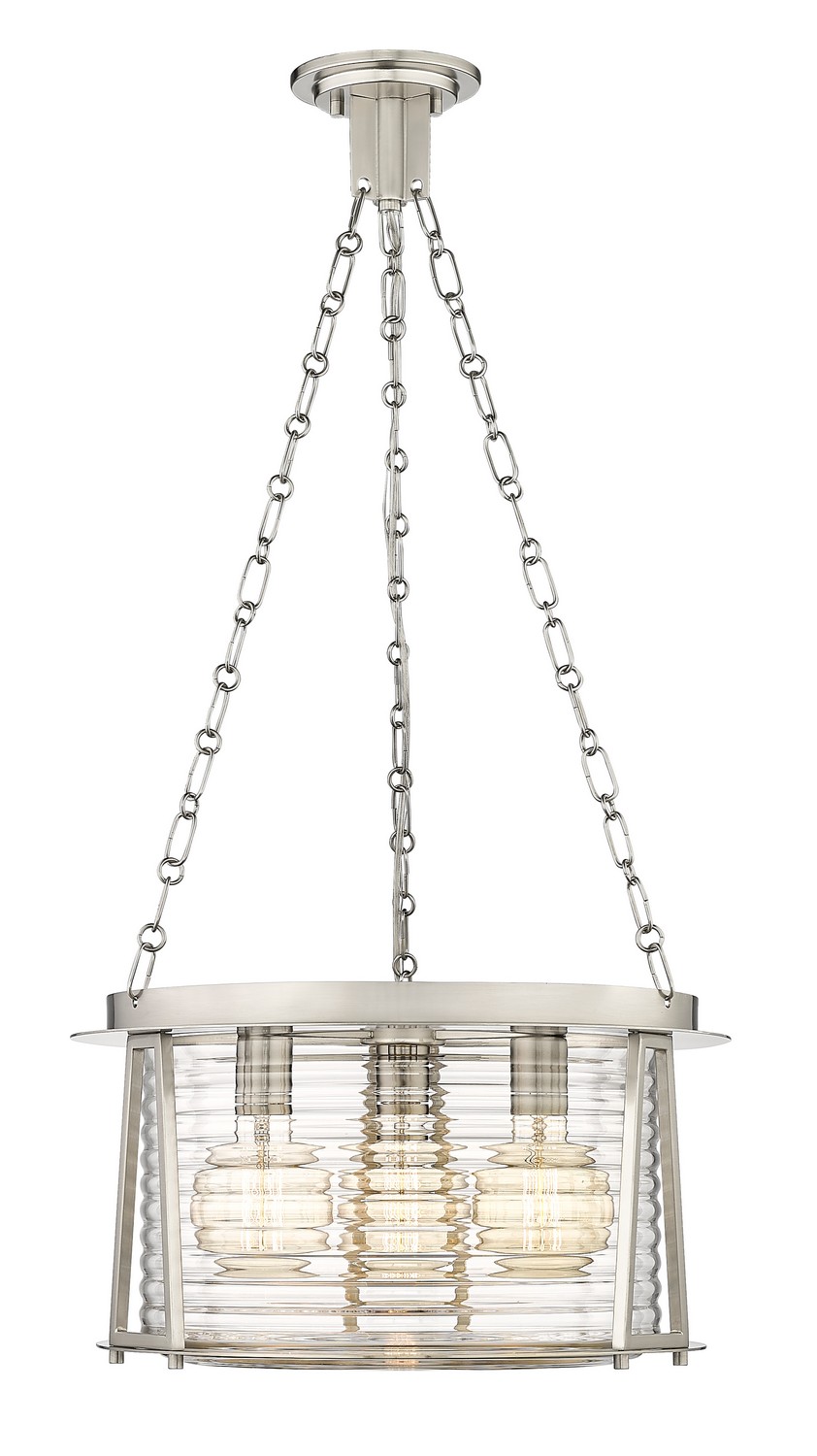 Three Light Pendant by Z-Lite - Cape Harbor Collection, Brushed Nickel Finish - 7503P18-BN