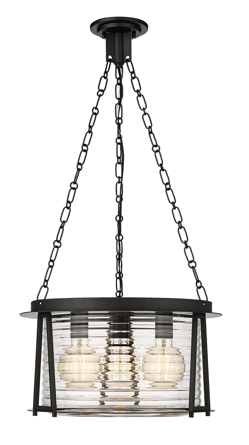 Three Light Pendant by Z-Lite - Cape Harbor Collection, Matte Black Finish - 7503P18-MB