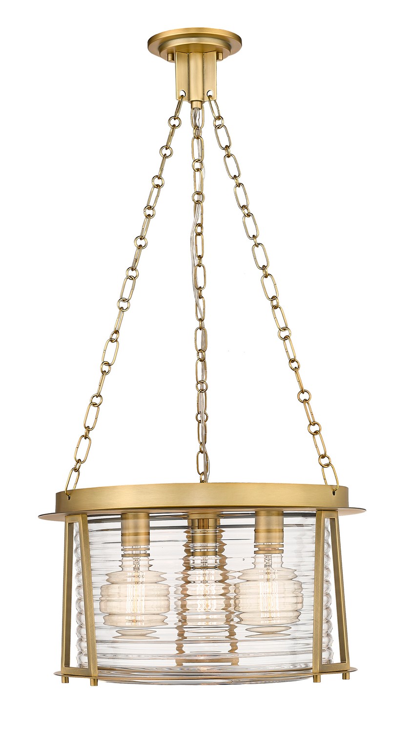 Three Light Pendant by Z-Lite - Cape Harbor Collection, Rubbed Brass Finish - 7503P18-RB
