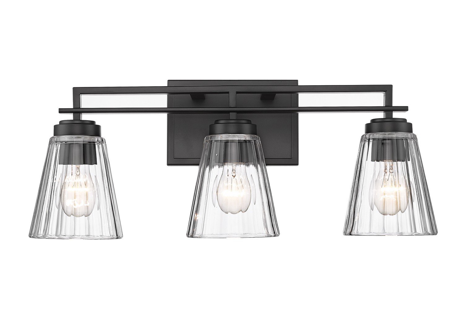Three Light Vanity by Z-Lite - Lyna Collection, Matte Black Finish - 823-3V-MB