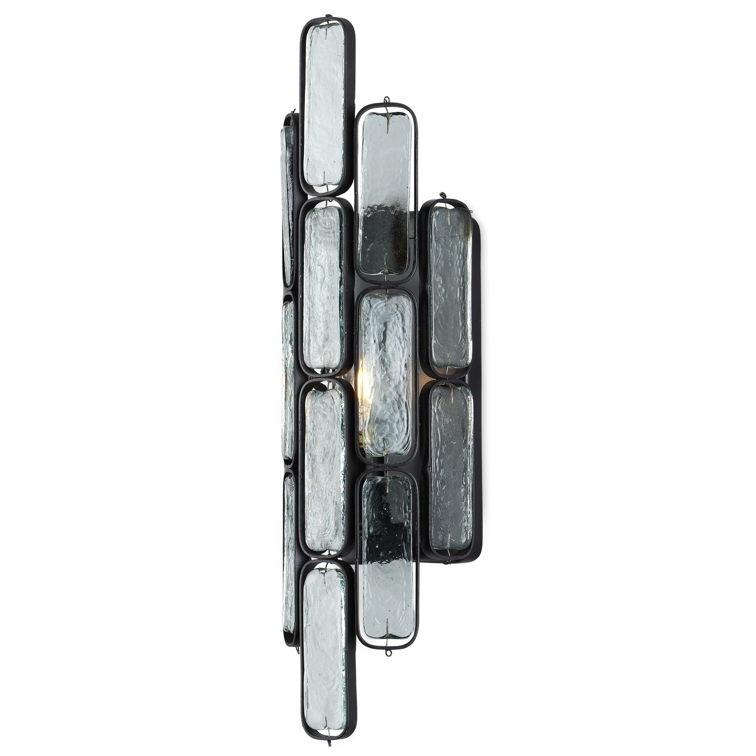 Photos - Chandelier / Lamp Centurion Currey & Company Clear Satin Black Wall Sconce from the  Collection 5900-0053 