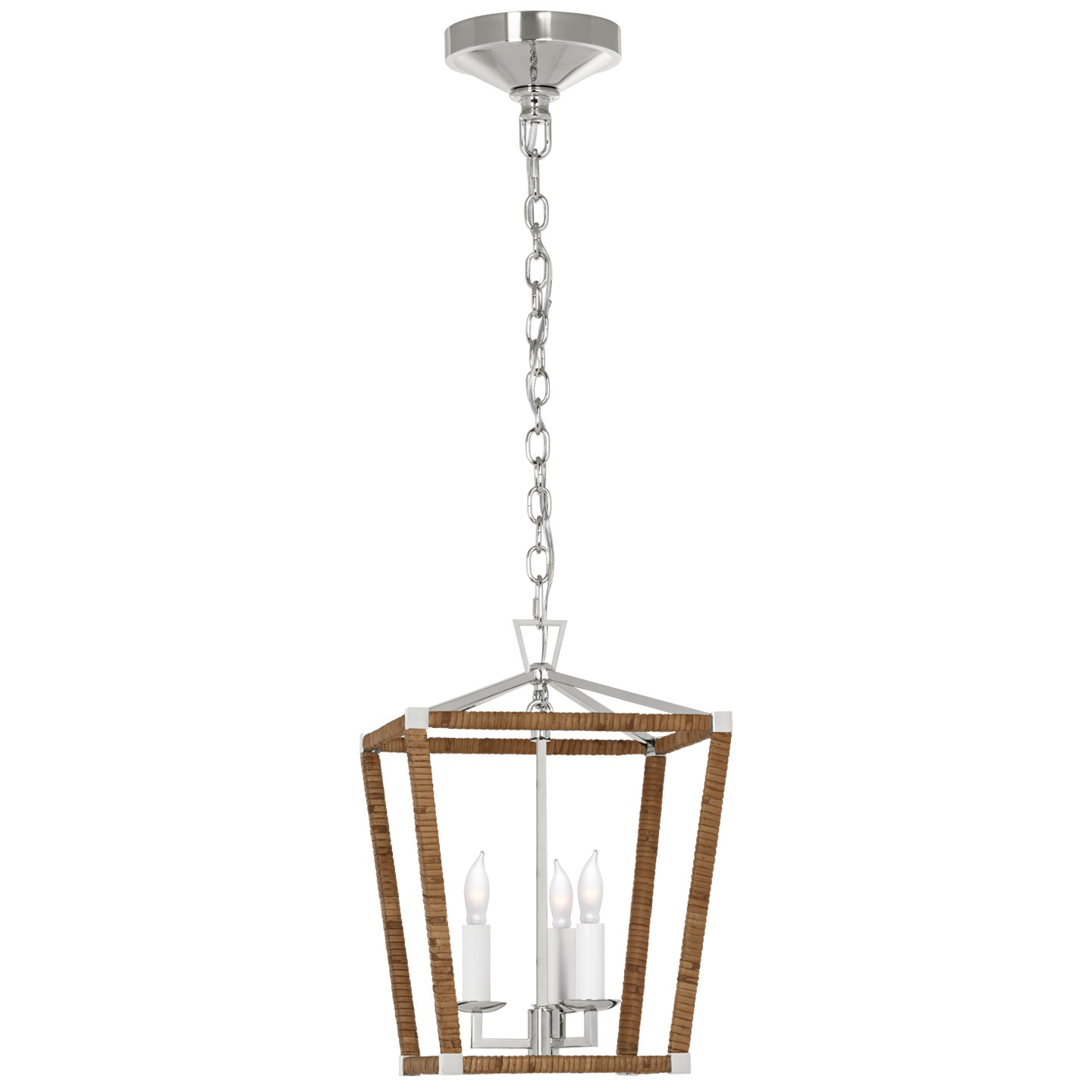 Visual Comfort Signature Darlana Wrapped LED Lantern in Polished Nickel and Natural Rattan - CHC 5875PN/NRT