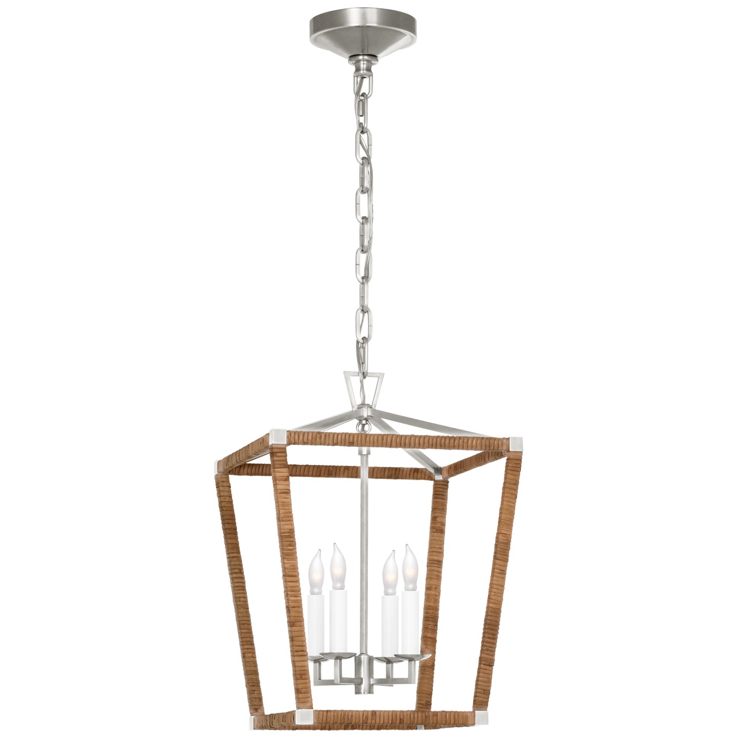 Visual Comfort Signature Darlana Wrapped LED Lantern in Polished Nickel and Natural Rattan - CHC 5876PN/NRT