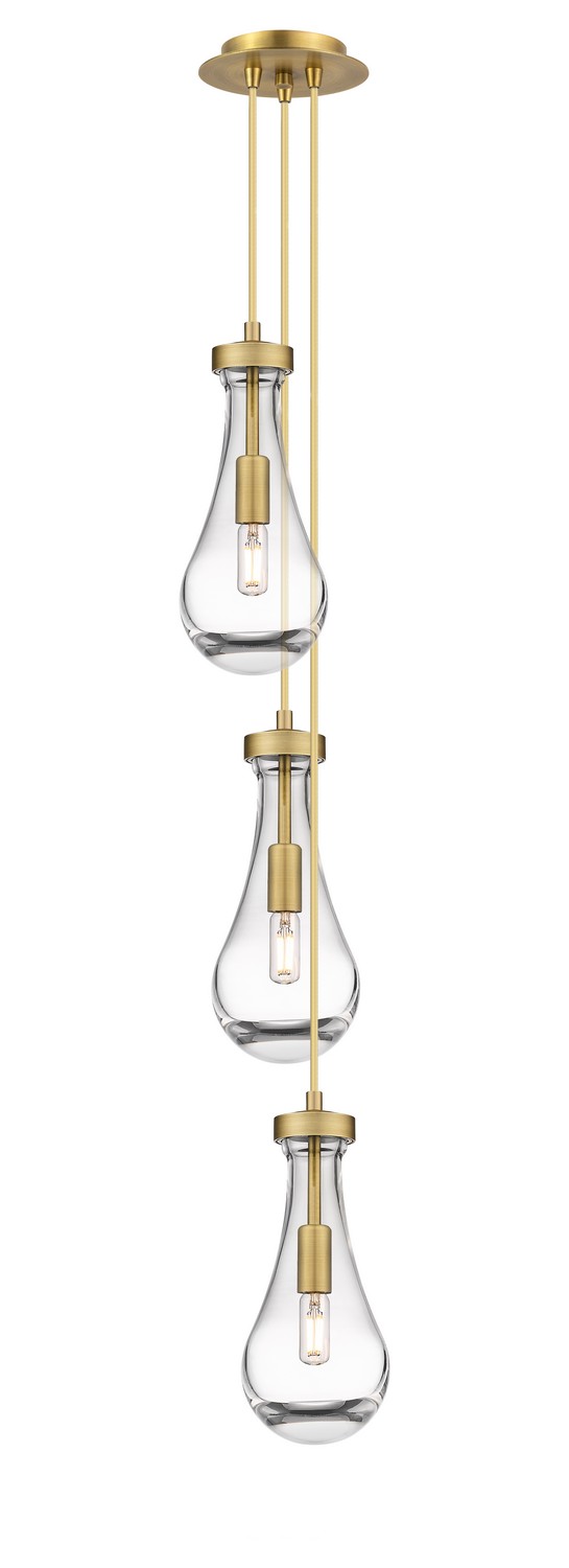 Three Light Pendant by Innovations - Downtown Urban Collection, Brushed Brass Finish - 103-451-1P-BB-G451-5CL