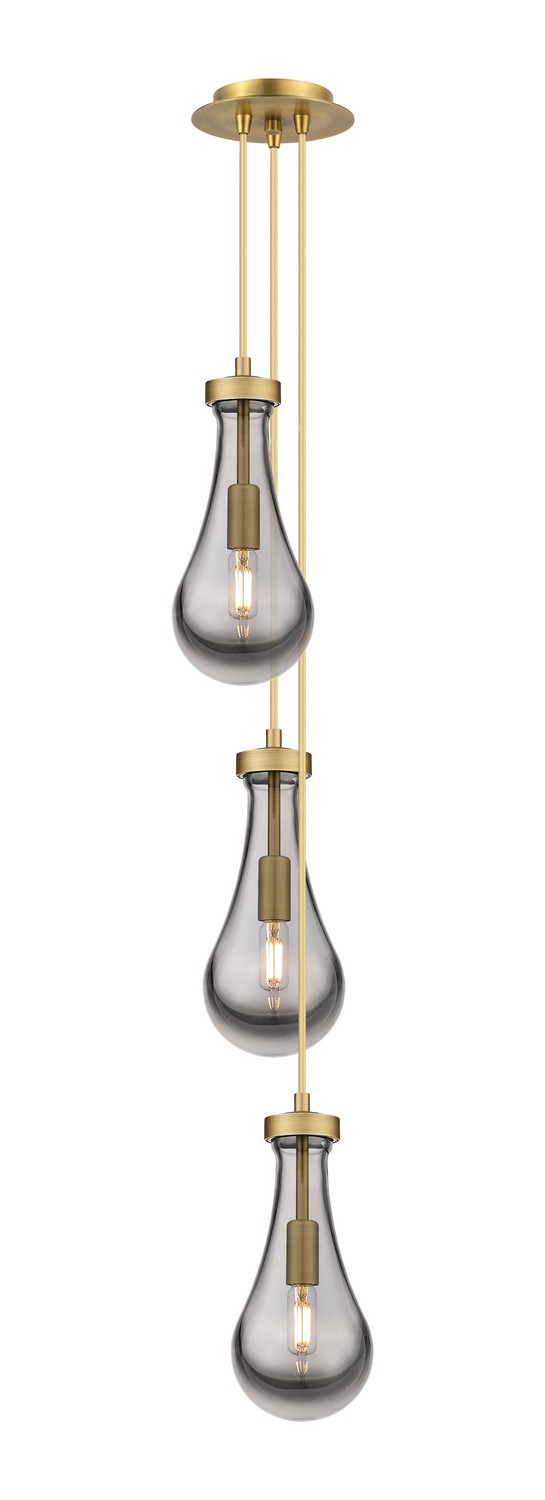 Three Light Pendant by Innovations - Downtown Urban Collection, Brushed Brass Finish - 103-451-1P-BB-G451-5SM