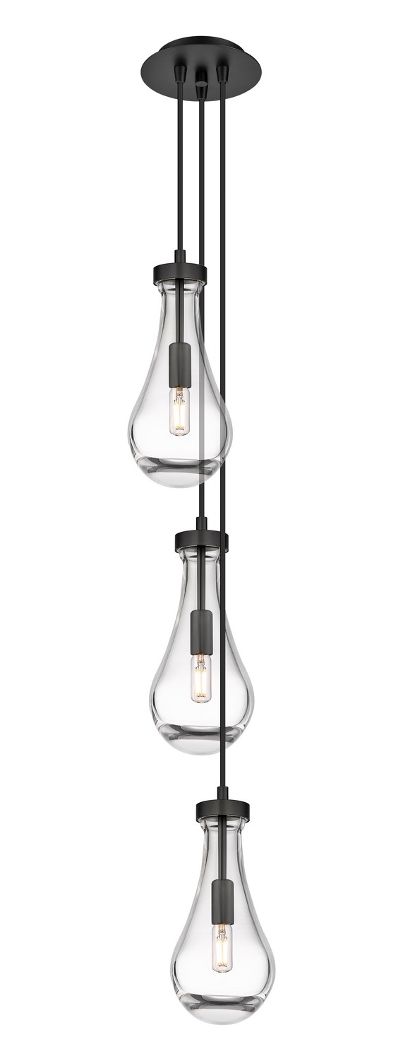 Three Light Pendant by Innovations - Downtown Urban Collection, Matte Black Finish - 103-451-1P-BK-G451-5CL