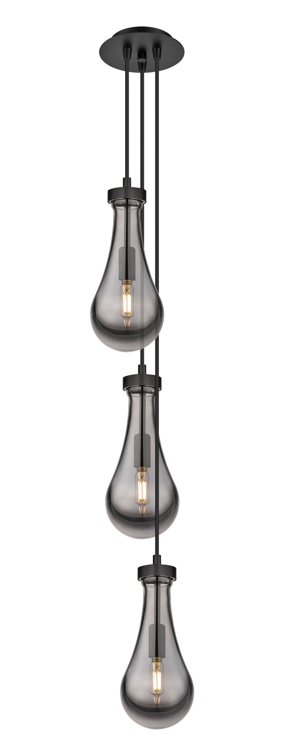 Three Light Pendant by Innovations - Downtown Urban Collection, Matte Black Finish - 103-451-1P-BK-G451-5SM