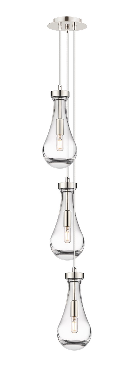 Three Light Pendant by Innovations - Downtown Urban Collection, Polished Nickel Finish - 103-451-1P-PN-G451-5CL
