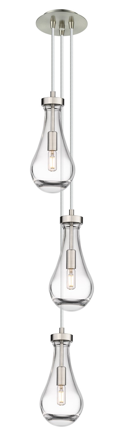 Three Light Pendant by Innovations - Downtown Urban Collection, Brushed Satin Nickel Finish - 103-451-1P-SN-G451-5CL