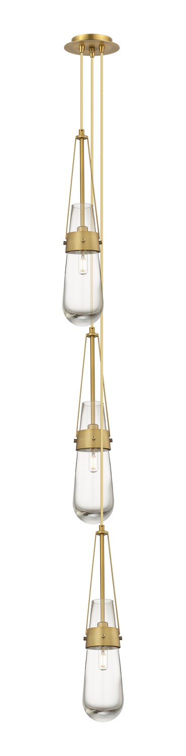 Three Light Pendant by Innovations - Downtown Urban Collection, Brushed Brass Finish - 103-452-1P-BB-G452-4CL